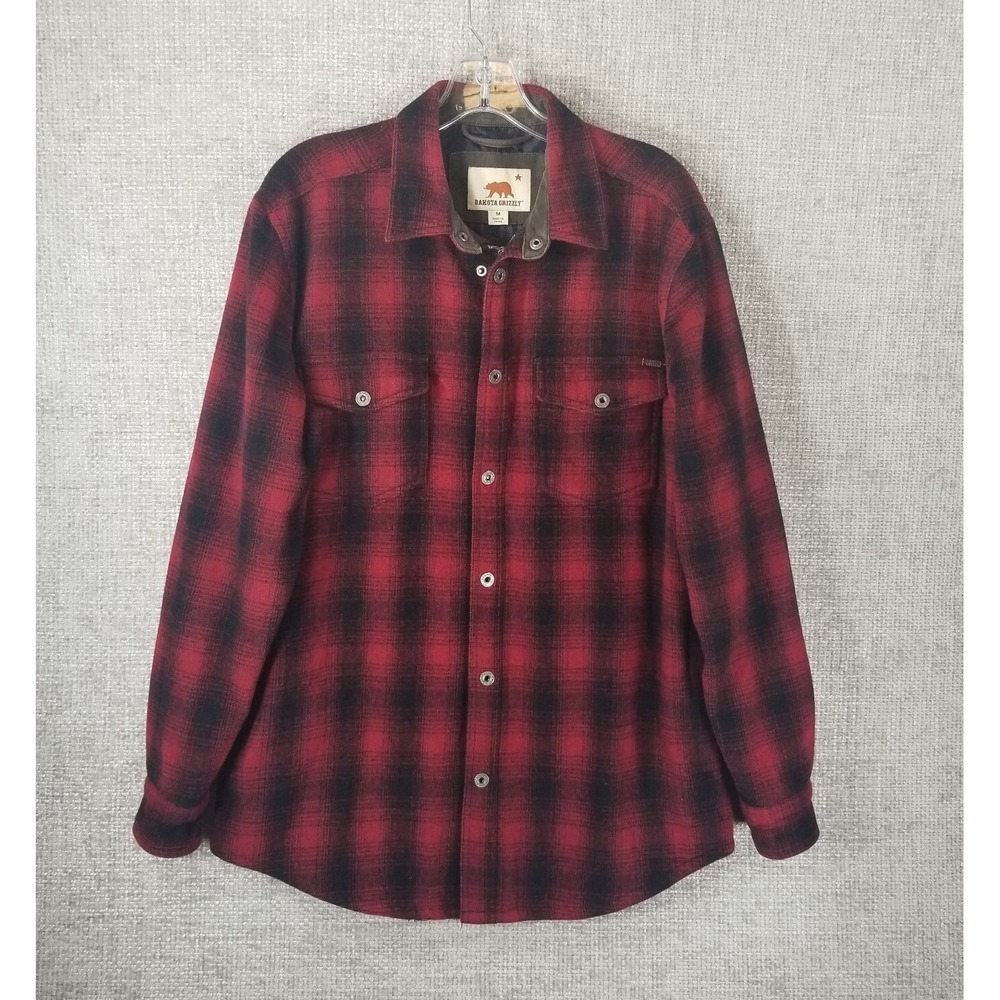 Dakota Grizzly Midweight Flannel Shirt Jacket Shacket Zip Snap Men's M Red